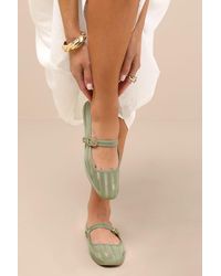 Dolce Vita - Tameka Jade Mesh Striped Buckle Ballet Flats - Lyst