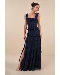 Lulus - Compelling Romantic Ruffled Tiered Maxi Dress - Lyst