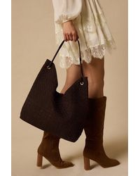 Lulus - Alba Dark Woven Tote Bag - Lyst