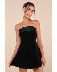 Lulus - Captivating Admiration Velvet Strapless Mini Dress - Lyst
