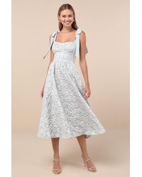 Lulus - Bubbly Bliss Jacquard Bustier Tie-Strap Midi Dress - Lyst