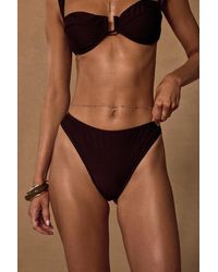 Lulus - Nerri Dark Mid-Rise Cheeky Bikini Bottoms - Lyst