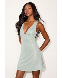 Lulus - Adaline Mint Lurex Sleeveless Mini Dress - Lyst