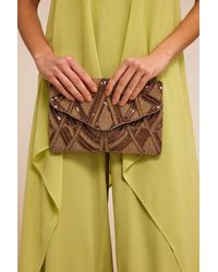 Lulus - Josephine Bronze And Beaded Crossbody Clutch - Lyst