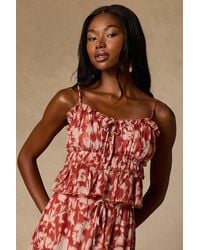 Lulus - Aleni Rust Floral Print Cami Top - Lyst