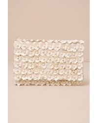Lulus - Sparking Perfection Floral Sequin Pearl Clutch - Lyst