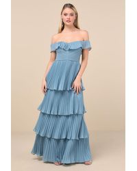 Lulus - Always Remarkable Pleated Off-The-Shoulder Maxi Dress - Lyst