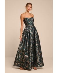 Lulus - Bradshaw Floral Jacquard Maxi Dress - Lyst