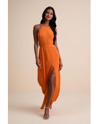 Lulus - Nettie Halter Backless Maxi Dress - Lyst