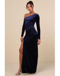 Lulus - Notorious Icon Velvet Asymmetrical Maxi Dress - Lyst
