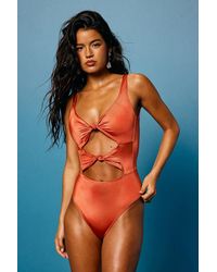 Lulus - Bolonia Rust Cutout One-Piece Swimsuit - Lyst