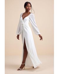 Lulus - Composed Soiree Twist-Front Long Sleeve Maxi Dress - Lyst