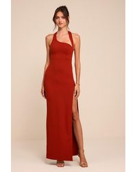 Lulus - Unforgettable Asymmetrical Halter Maxi Dress - Lyst
