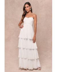 Lulus - Seriously Sensational Strapless Tiered Maxi Dress - Lyst