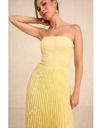 Lulus - Perfectly Stunning Jacquard Strapless Midi Dress - Lyst