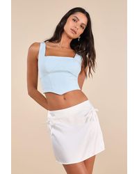 Lulus - Dainty Luxury Satin Bow Micro Mini Skirt - Lyst