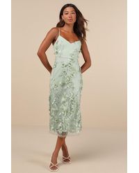 Lulus - Limitless Adoration 3D Floral Embroidered Midi Dress - Lyst
