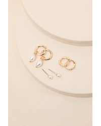 Lulus - Fia Pearl Three-Pair Earring Set - Lyst
