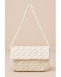Lulus - Luxe Perception Pearl Beaded Mini Shoulder Bag - Lyst
