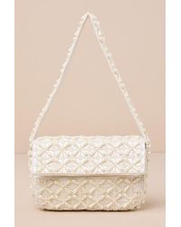 Lulus - Luxe Perception Pearl Beaded Mini Shoulder Bag - Lyst