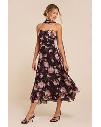 Lulus - Lucien Floral Strapless Midi Dress & Scarf Set - Lyst