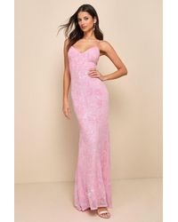Lulus - Glittering Excellence Sequin Lace-Up Maxi Dress - Lyst