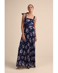 Lulus - Gorgeous Purpose Floral Pleated Sleeveless Bow Maxi Dress - Lyst