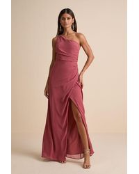 Lulus - Adeline Rusty Rose One-Shoulder Scarf Maxi Dress - Lyst