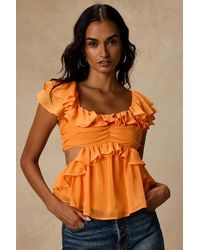 Lulus - Lilo Ruffled Cutout Top - Lyst