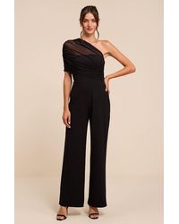 Lulus - Kimia Mesh Asymmetrical Jumpsuit - Lyst