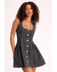 Lulus - Prinsley Washed Denim Button-Front Mini Dress - Lyst