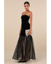 Lulus - Esteemed Glamour Velvet Strapless Trumpet Hem Maxi Dress - Lyst