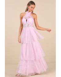 Lulus - Camie Tulle Sequin Bustier Maxi Dress - Lyst