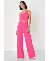 Lulus - Amor And Beyond One-Shoulder Two-Piece Jumpsuit - Lyst