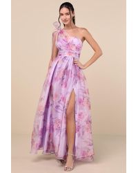 Lulus - Dramatically Lovely Floral One-Shoulder Maxi Dress - Lyst