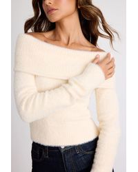 Lulus - Ravenna Eyelash Knit Off-The-Shoulder Sweater Top - Lyst