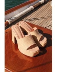 Lulus - Drexel Raffia Platform Slide Sandals - Lyst