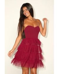 Lulus - Fabulous Thoughts Tulle Strapless Tiered Mini Dress - Lyst