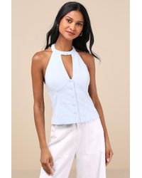 Lulus - Pamula Halter Button-Front Top - Lyst