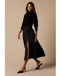 Lulus - Sophisticated Vision Satin Pleated Midi Skirt - Lyst