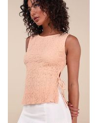 Lulus - Bizzy Textured Side-Tie Tank Top - Lyst