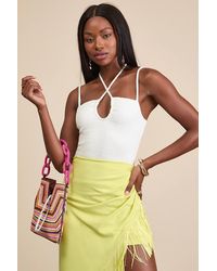 Lulus - Lehua Textured Knit Cutout Bodysuit - Lyst