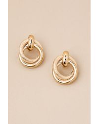 Lulus - Bold Glow Textured Interlocking Hoop Earrings - Lyst