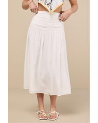 Lulus - Kesia Textured A-Line Midi Skirt - Lyst