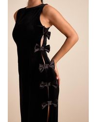 Lulus - Cordelia Velvet Bow Cutout Column Maxi Dress - Lyst