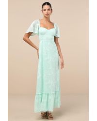 Lulus - Tailor Made For You Jacquard Lace-Up Maxi Dress - Lyst