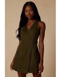 Lulus - Didi Dark Denim Wrap Mini Dress - Lyst