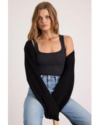 Lulus - Perfectly Comforting Pointelle Open-Front Shrug Sweater - Lyst