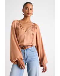 Lulus - Hestia Gathered Balloon Sleeve Top - Lyst