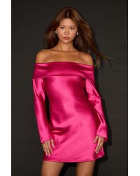 Lulus - Luxurious Vision Satin Off-The-Shoulder Mini Dress - Lyst